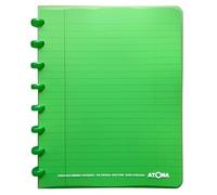 Atoma - Cahier A5 à Anneaux - 72 Feuilles Détachables (144 Pages) avec Marge - Couverture en Polypropylène Recyclable (Vert - Ligné (8mm))