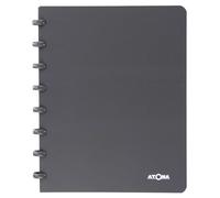 Atoma - Cahier A5 à Anneaux - 72 Feuilles Détachables (144 Pages) avec Marge - Couverture en Polypropylène Recyclable (Gris - Quadrillé 5x5mm)