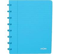 Atoma - Cahier A5 à Anneaux - Ligné 8mm avec Marge - 72 Feuilles Détachables (144 Pages) - Couverture en Polypropylène Recyclable - Turquoise Transparent