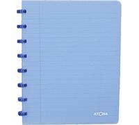 Atoma - Cahier A5 à Anneaux - Quadrillé 5x5mm avec Marge - 72 Feuilles Détachables (144 Pages) - Couverture en Polypropylène Recyclable - Bleu Transparent, (4.1357)