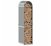 ATOMSTACK MAKER Abri pour bois de cheminée Gris clair 40 x 45 x 170 cm en acier galvanisé - Résistant aux intempéries, ventilé et montage mural pour bois de chauffage dans le jardin ou devant la