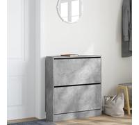ATOMSTACK MAKER Armoire à chaussures à 2 compartiments en bois - 80 x 21 x 87,5 cm - Gris béton - Étagère à chaussures peu encombrante avec étagère pour décoration, max. 40 kg, support mural inclus