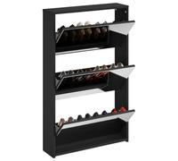 ATOMSTACK MAKER Armoire à chaussures avec miroir et 3 tiroirs coulissants, noir, 63 x 17 x 102,5 cm, matériau en bois + fixation murale de sécurité, pour couloir, salon et chambre à coucher