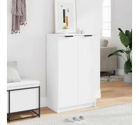 ATOMSTACK MAKER Armoire à chaussures blanche 59 x 35 x 100,5 cm en bois avec portes pour couloir et salon - Support à chaussures stable avec plateau supérieur pour décorer et protection contre le