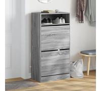 ATOMSTACK MAKER Armoire à chaussures en bois 60 x 34 x 116 cm, gris Sonoma - Armoire de couloir compacte avec 1 étagère et 2 rabats, max. 40 kg, montage mural pour plus de sécurité