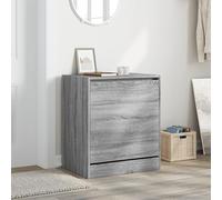 ATOMSTACK MAKER Armoire à chaussures gris Sonoma - 60 x 42 x 69 cm - En bois avec 3 compartiments et étagère - Armoire de couloir peu encombrante pour chaussures, décoration et plantes, avec support