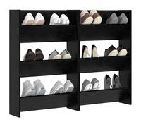 ATOMSTACK MAKER Armoire à chaussures murale à 4 compartiments, aspect chêne noir, 60 x 18 x 90 cm, matériau bois, max. 120 kg, pour couloir et salon - Lot de 2 avec montage facile
