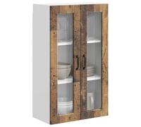 ATOMSTACK MAKER Armoire de cuisine murale, 3 étagères avec 2 portes à charnières, matériau en bois vieilli, 60 x 31 x 100 cm, armoire murale moderne pour vaisselle et épices - utilisable en intérieur