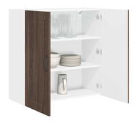 ATOMSTACK MAKER Armoire de cuisine murale, aspect chêne marron, 80 x 31 x 80 cm, en bois, avec 3 étagères réglables et 2 portes à charnière, armoire murale moderne peu encombrante pour cuisine