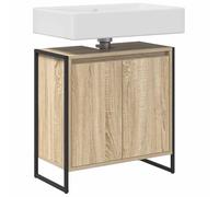 ATOMSTACK MAKER Armoire de salle de bain 3 portes couleur Sonoma bois et pieds en acier 60 x 30 x 60 cm Aspect industriel moderne pour petite salle de bain - Instructions de montage incluses