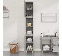 ATOMSTACK MAKER Armoire de salle de bain 30 x 30 x 190 cm Gris Sonoma - Armoire en bois de qualité supérieure avec 6 compartiments et 2 portes, cadre en eucalyptus stable, peu encombrant, pour petites