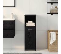 ATOMSTACK MAKER Armoire de salle de bain 30 x 30 x 95 cm, en bois résistant à l'humidité, aspect chêne noir, avec 6 compartiments et 2 portes, montage mural, facile d'entretien, idéal pour les petites