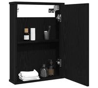 ATOMSTACK MAKER Armoire de salle de bain avec miroir 42 x 12 x 60 cm, aspect chêne noir, en bois avec miroir en verre transparent, montage mural, armoire de salle de bain avec espace de rangement