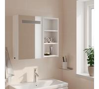 ATOMSTACK MAKER Armoire de salle de bain avec miroir - 60 x 13 x 52 cm - Blanc - Avec revêtement en mélamine, port USB, bouton de commutation et étagères - Montage mural