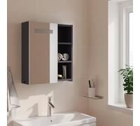ATOMSTACK MAKER Armoire de salle de bain avec miroir - Gris - 45 x 13 x 52 cm - Avec port USB, bouton de commutation et étagères - Mélamine en bois - Résistant à l'humidité - Montage mural
