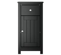 ATOMSTACK MAKER Armoire de salle de bain Berg en pin massif noir, 40 x 34 x 80 cm, avec 2 poignées métalliques, résistant à l'eau, 1 porte + 1 tiroir, laqué UV, pour salle de bain moderne, montage