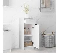 ATOMSTACK MAKER Armoire de salle de bain en bois - 32 x 33,5 x 90 cm - Blanc - Meuble de salle de bain moderne avec 1 tiroir et 1 porte - Résistant à l'humidité - Avec support mural