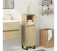 ATOMSTACK MAKER Armoire de salle de bain en chêne Sonoma 30 x 30 x 100 cm, armoire en bois à 3 compartiments avec ouverture de porte interchangeable (gauche/droite), résistante à l'humidité et montage