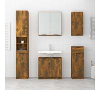 ATOMSTACK MAKER Armoire de salle de bain miroir avec espace de rangement 64 x 20 x 67 cm, chêne fumé, bois et acrylique, armoire de salle de bain moderne avec deux portes miroirs, charge jusqu'à 60 kg
