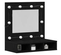 ATOMSTACK MAKER Armoire miroir 60 x 31,5 x 62 cm avec 3 étagères, aspect chêne noir, éclairage USB, montage mural, armoire de salle de bain moderne pour les petits espaces