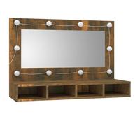 ATOMSTACK MAKER Armoire miroir 90 x 31,5 x 62 cm avec fonction commutateur blanc chaud/froid, matériau bois et acrylique, montage mural ou commode, 4 compartiments ouverts, pour salle de bain