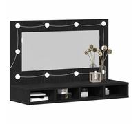 ATOMSTACK MAKER Armoire miroir avec 4 étagères et éclairage - Aspect chêne noir - 90 x 31,5 x 62 cm - Montage mural pour salle de bain/couloir - En bois - Alimenté par USB
