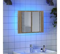ATOMSTACK MAKER Armoire miroir avec changement de couleur RVB, 60 x 12 x 45 cm, miroir acrylique et matériau en bois de chêne Sonoma - Armoire de salle de bain avec 2 étagères, charge maximale de 60