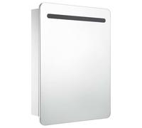 ATOMSTACK MAKER Armoire miroir avec port USB, 60 x 11 x 80 cm, blanc/argent, MDF/mélamine/verre, 5 V, 2 étagères, charnière tampon, miroir de salle de bain moderne pour maquillage et rasage