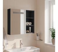 ATOMSTACK MAKER Armoire miroir de salle de bain, 60 x 13 x 52 cm, gris, matériau en bois avec revêtement en mélamine, port USB, bouton de commutation et étagères - Montage mural