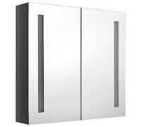ATOMSTACK MAKER Armoire miroir de salle de bain 62 x 14 x 60 cm, gris brillant, MDF + verre, 2 portes, 3 étagères, éclairage USB, marche/arrêt tactile, pour maquillage et rasage, matériel de montage