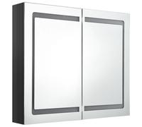 ATOMSTACK MAKER Armoire miroir de salle de bain 80 x 12 x 68 cm, noir brillant, avec 2 barres, 3 étagères et interrupteur tactile - MDF/mélamine/verre pour maquillage, rasage et soins