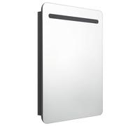 ATOMSTACK MAKER Armoire miroir de salle de bain noire, 60 × 11 × 80 cm, MDF + verre, éclairage USB intégré, 2 étagères, charnières tampons, pour le maquillage et le rasage, prêt à monter