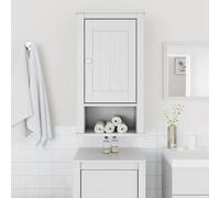 ATOMSTACK MAKER Armoire murale de salle de bain en pin massif, blanc, 40 x 27 x 71,5 cm, laquée UV et résistante à l'eau, avec 1 porte + 3 étagères, idéale pour un rangement ordonné de la salle de