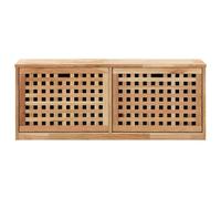ATOMSTACK MAKER Banc à chaussures en bois de noyer massif avec 2 compartiments de rangement, façade en grille ventilée, 94 x 20 x 38 cm, couleur naturelle - Armoire de couloir pour jusqu'à 6 paires de