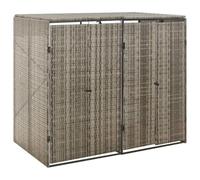 ATOMSTACK MAKER Boîte à poubelles 240 l pour 2 poubelles de 120 l - Boîte de jardin en rotin synthétique gris (140 x 80 x 117 cm) avec couvercle rabattable et portes verrouillables - Résistant aux