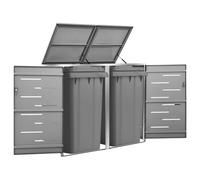 ATOMSTACK MAKER Boîte à poubelles pour 2 x 120 l, anthracite, avec cadre en acier inoxydable et acier galvanisé, verrouillable, inodore, 138 x 77,5 x 112,5 cm, idéal pour jardin, terrasse et cour