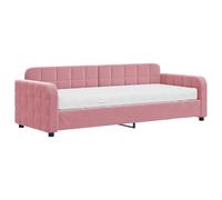 ATOMSTACK MAKER Canapé-lit 2 en 1 en velours rose avec matelas inclus (80 x 200 cm), structure en bois et métal, idéal pour chambre ou salon, design compact et élégant, 223 x 91 x 71 cm
