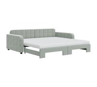 ATOMSTACK MAKER Canapé-lit pliable 2 en 1 avec 2 matelas en mousse 100 x 200 cm, tapissé en velours gris clair, structure en bois et métal, idéal pour salon ou chambre d'invités