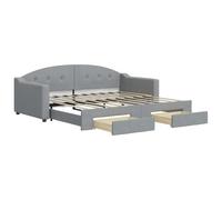 ATOMSTACK MAKER Canapé-lit pliable 2 en 1 avec tiroirs de rangement, tapissé en tissu gris clair, structure en bois et métal, 213 x 100 x 75 cm (sans extension), idéal pour les petits espaces