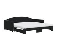 ATOMSTACK MAKER Canapé-lit pliable 2 en 1 en velours noir avec matelas inclus (100 x 200 cm), idéal pour chambre et salon, structure en bois et métal, confortable et spacieux