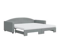 ATOMSTACK MAKER Chaise longue convertible 2 en 1 gris clair, canapé-lit pliable avec 2 matelas en mousse (100 x 200 cm), structure en bois et métal, idéal pour chambre ou invités - 223 x 212,5 cm