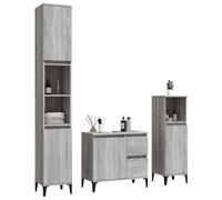 ATOMSTACK MAKER Ensemble de meubles de salle de bain 3 pièces gris Sonoma : meuble sous lavabo (65 x 33 x 60 cm) + 2 armoires sur pied (30 x 30 x 100 et 30 x 30 x 190 cm), matériau en bois, résistant