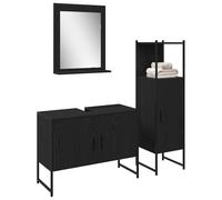 ATOMSTACK MAKER Ensemble de meubles de salle de bain 3 pièces (miroir 50 x 12 x 60 cm, meuble lavabo 80 x 30 x 60 cm, armoire haute 33 x 33 x 113,5 cm) - Noir, matériau en bois, montage mural, moderne