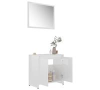 ATOMSTACK MAKER Ensemble de meubles de salle de bain blanc brillant (60 x 33 x 61 cm) avec miroir 60 x 45 cm, matériau bois, 1 compartiment et 2 portes, montage mural - Ensemble de meubles de salle de