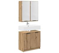 ATOMSTACK MAKER Ensemble de meubles de salle de bain en chêne Artisan 2 pièces (meuble sous lavabo + armoire à miroir) en bois 64,5 x 33,5 x 59 cm avec 3 étagères et 4 portes à charnières