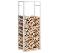 ATOMSTACK MAKER Étagère à bûches en acier inoxydable 50 x 28 x 132 cm - Montage mural, perméable à l'air et résistante à la corrosion pour cheminée, jardin, garage et stockage d'hiver - Argenté