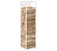 ATOMSTACK MAKER Étagère à bûches en acier laminé à froid - Blanc - Rangement pour bûches de chauffage peu encombrant (25 x 25 x 100 cm) - Charge maximale de 100 kg - Idéal pour four, cheminée et abri