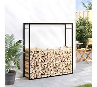 ATOMSTACK MAKER Étagère à bûches en acier robuste, résistante aux intempéries et noir mat, 110 x 28 x 116 cm, avec circulation de l'air pour bois sec, idéale pour cheminée, four et extérieur
