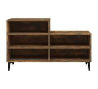 ATOMSTACK MAKER Étagère à chaussures en bois et métal, 5 compartiments, 102 x 36 x 60 cm, chêne fumé - Étagère à chaussures stable avec support mural, idéale pour couloir, chambre à coucher et salon
