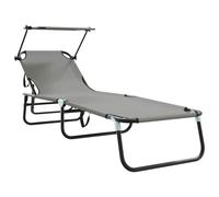 ATOMSTACK MAKER HOMELEN Chaise longue pliante grise 190 x 57 x 81 cm - Dossier réglable, tissu Oxford robuste et cadre en acier pour jardin, terrasse, balcon et plage